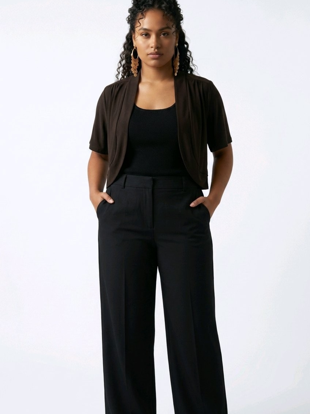 Robbie Bee Brown Open Front Bolero Shrug Cardigan | Size 10